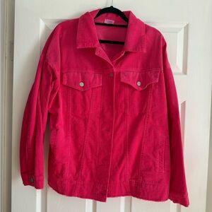 Hot Pink corduroy women’s button-up jacket size large